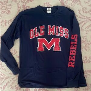 Gildan Navy and Red Ole Miss Long Sleeve Tee